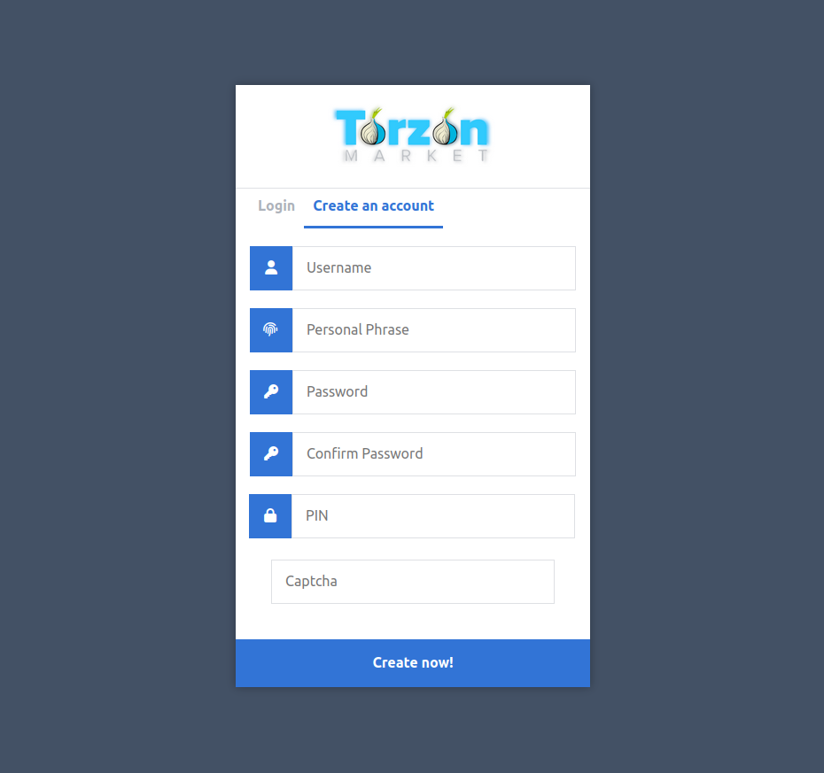 Torzon Market Registration Form - Account Creation Interface 2026